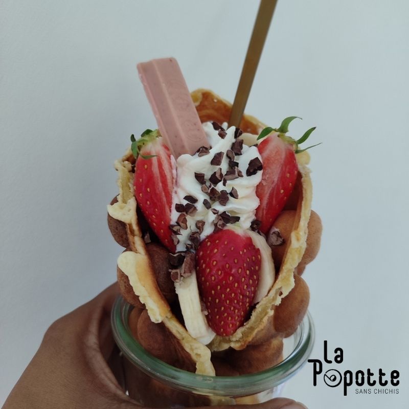 Bubble waffle fraise banane 