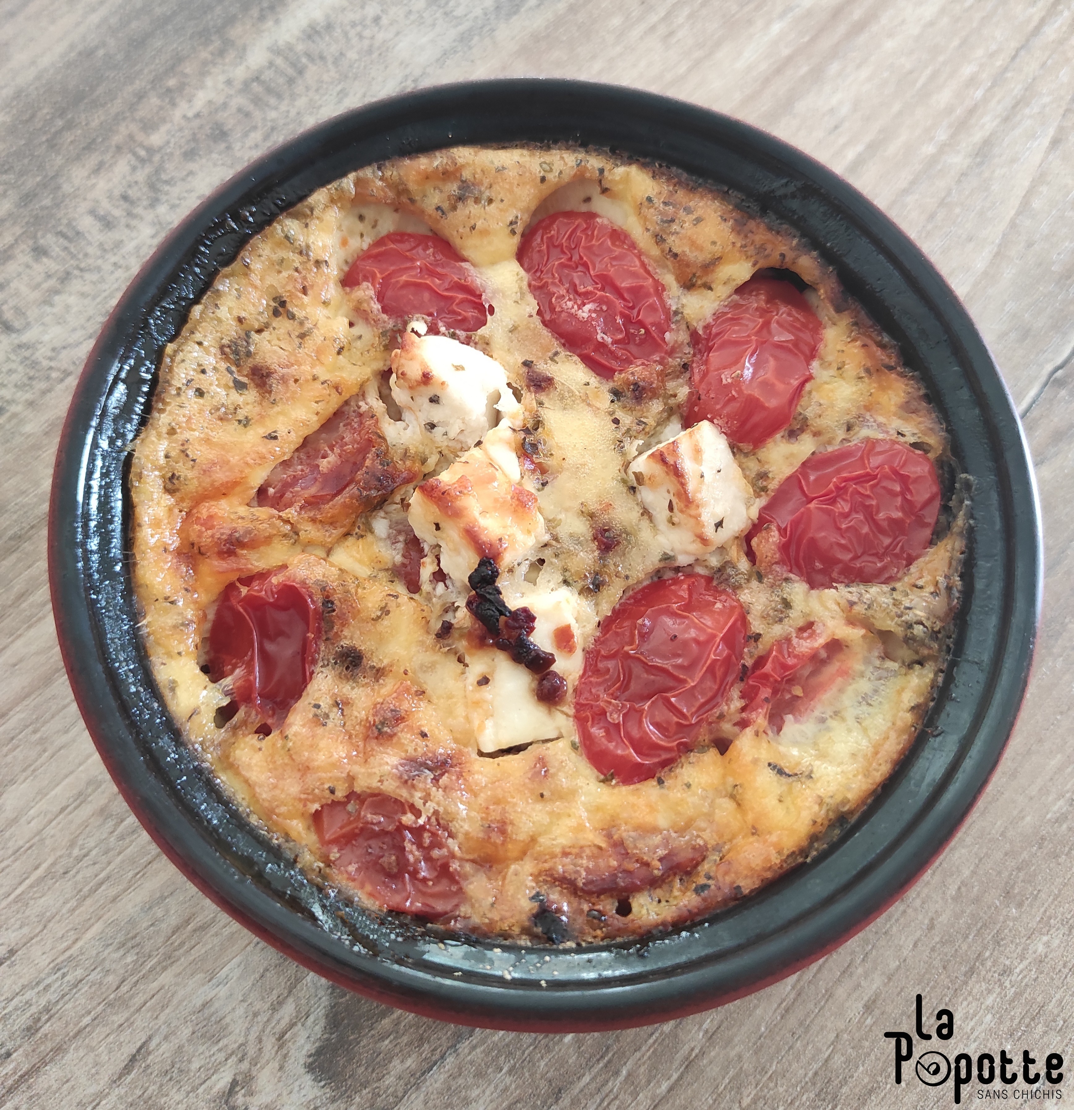 Clafoutis tomate cerise, courgette et chorizo