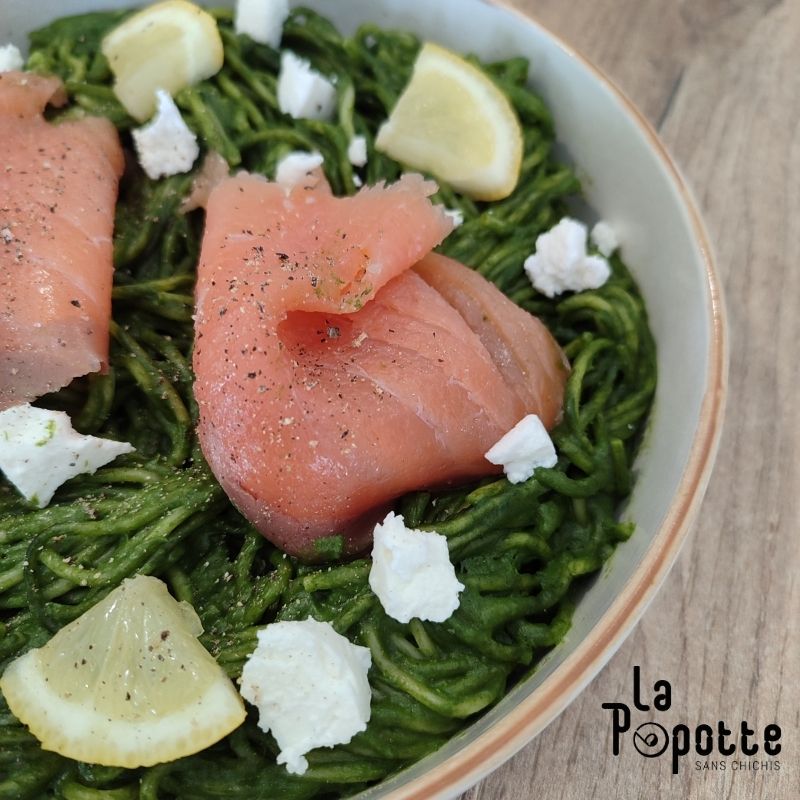 Pâte aux épinards et saumon