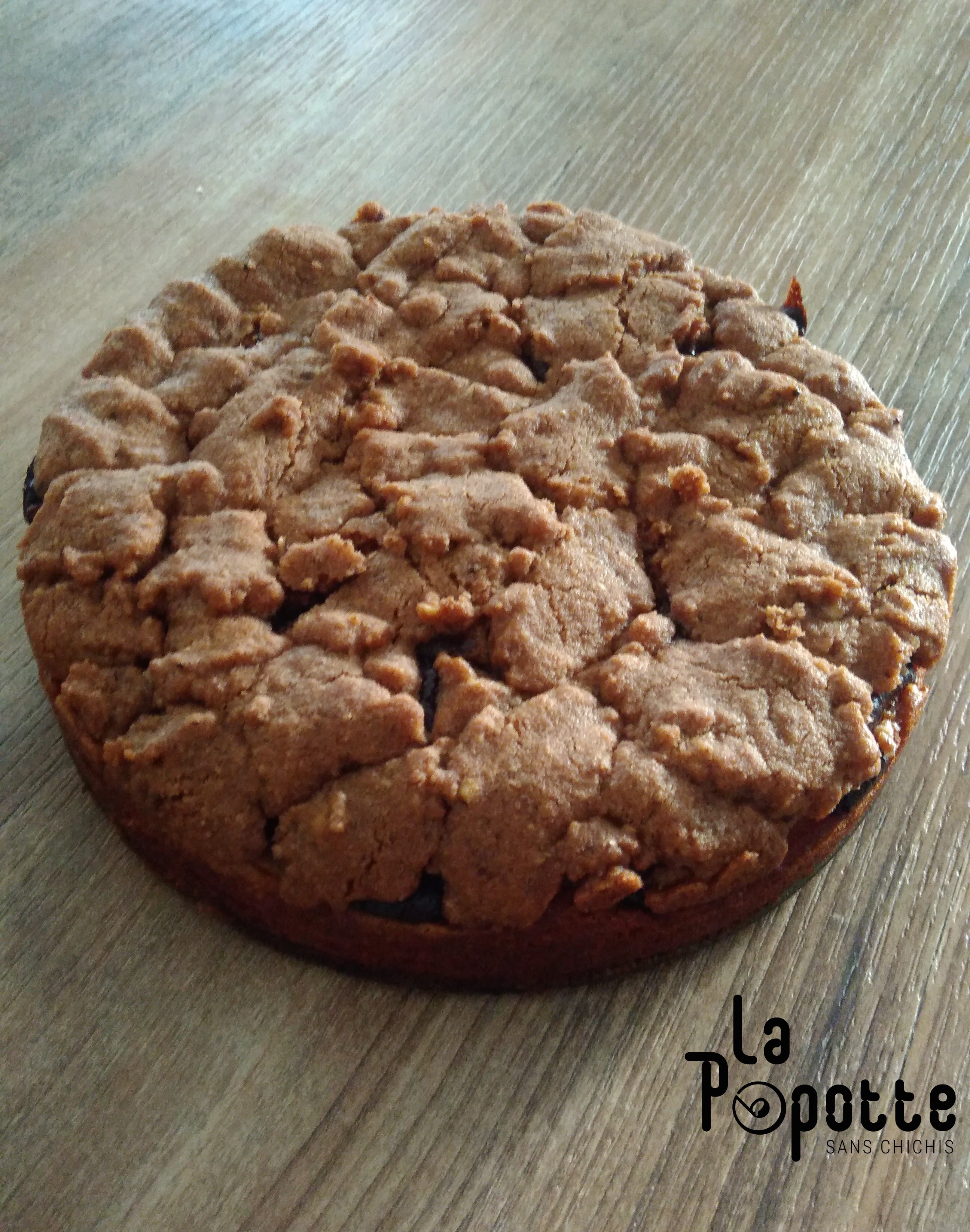 Streusel poires, chocolat noir, noix et noisettes