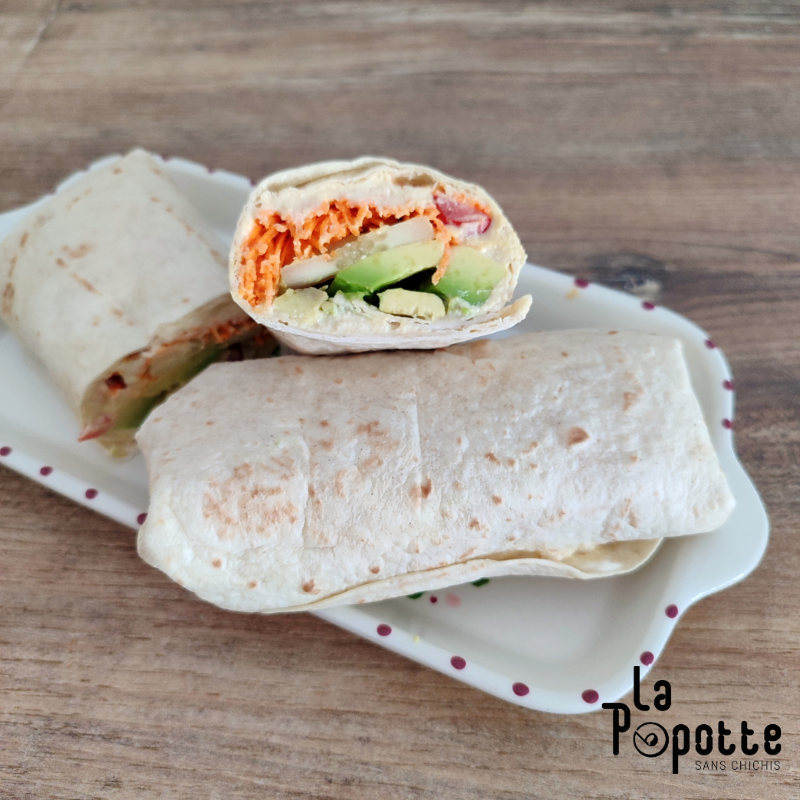 Wrap houmous crudités